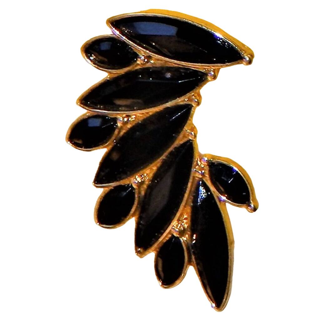 Statement Fan Back & Gold Vintage Earrings